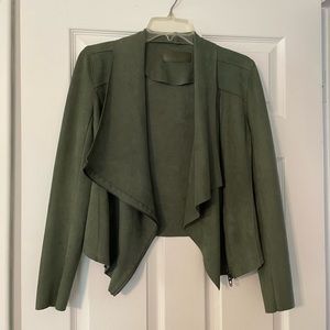 BLANKNYC Drape Front Faux Suede Jacket Dark Green XSmall